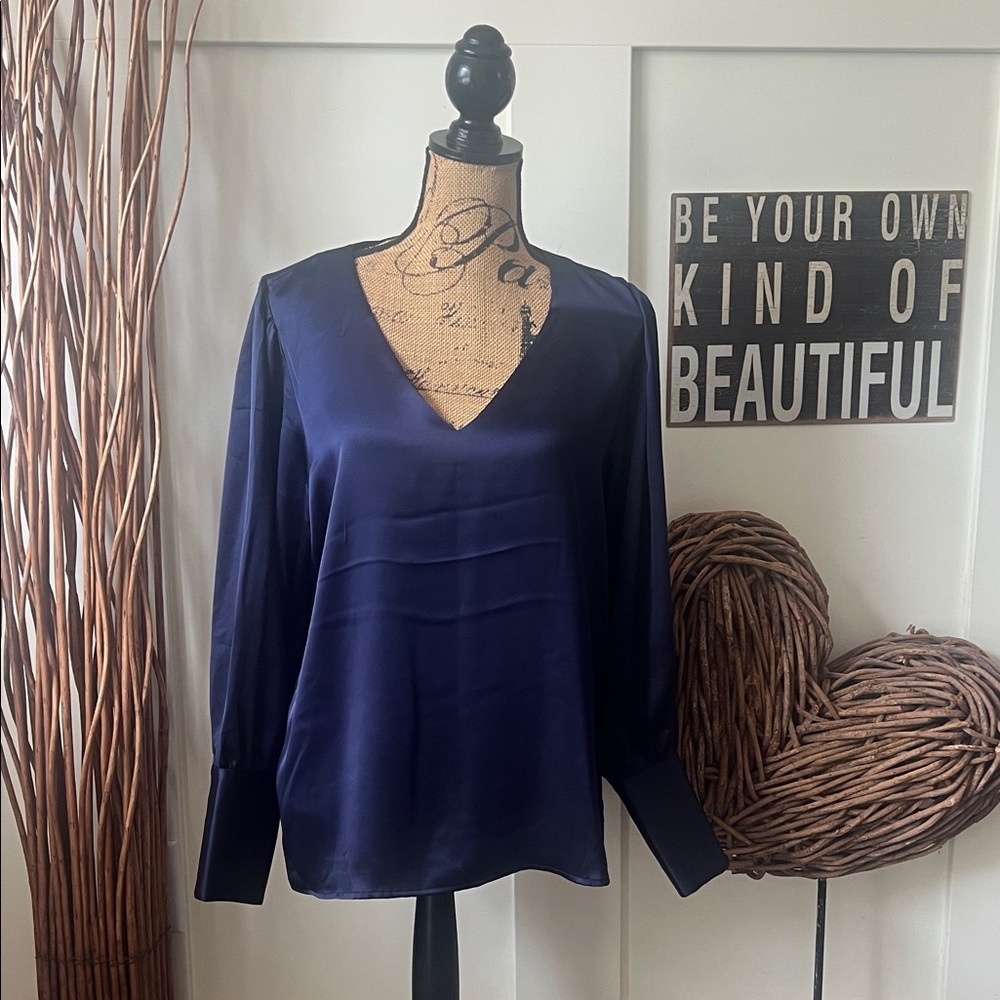 Rachel Zoe Navy V-Neck Blouse